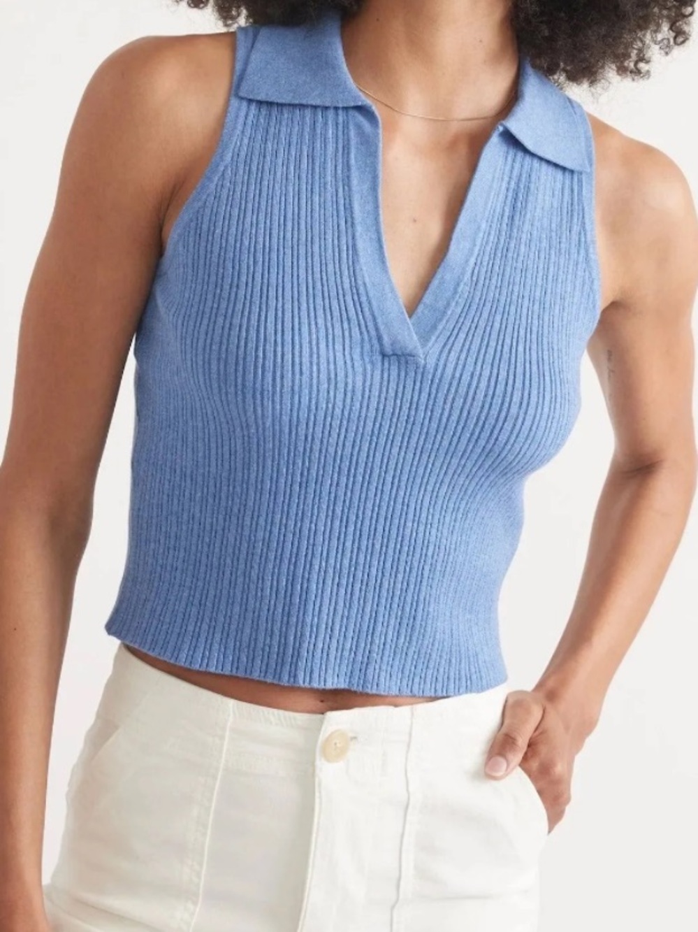 Marine Layer Amelia Rib Polo in Periwinkle Blue NWT XL